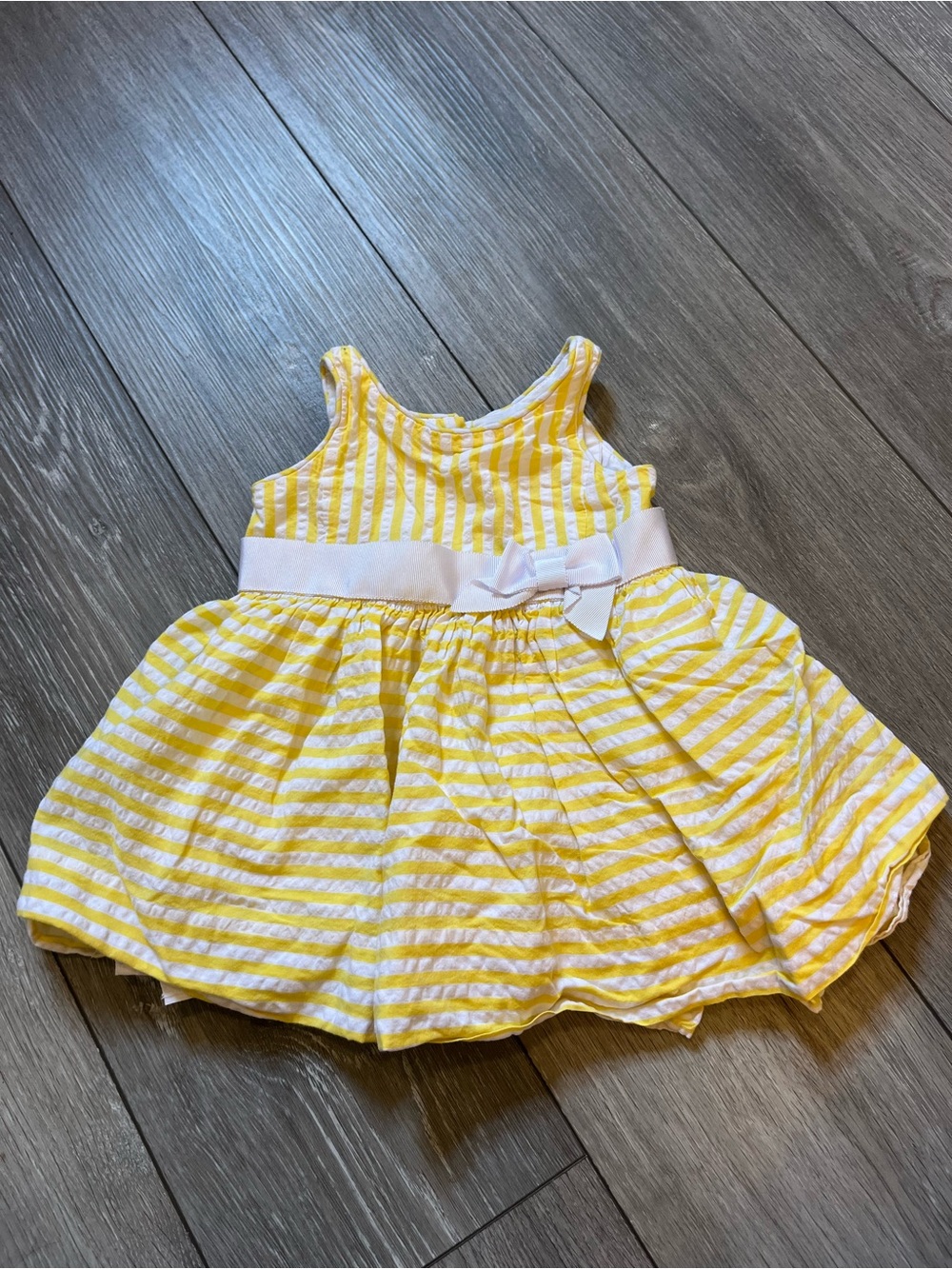 Ralph Lauren 100% Cotton Infant Girls Stripe Yellow Dress